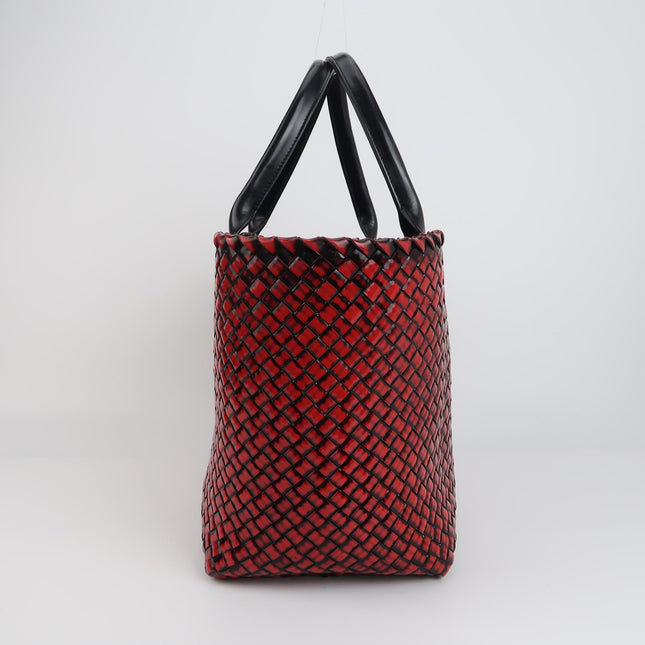 Bottega Veneta Cabat Large Intreccio Burgundy Patent Leather 40cm