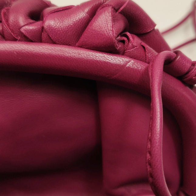 Bottega Veneta Pouch Mini Intrecciato Burgundy Lambskin Leather Crossbody Bag