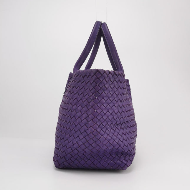 Bottega Veneta Cabat Large Intreccio Leather Tote Bag Purple with Pouch 40cm