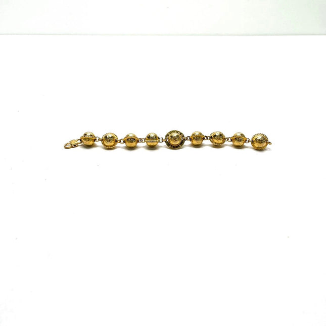 Celine 1990s Gold-tone Triomphe Planet Link Charm Bracelet