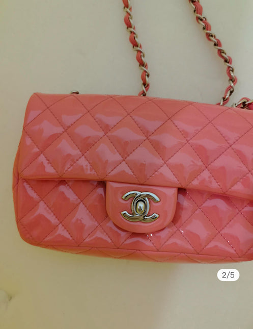 Sold Chanel Classic Flap Mini Pink Patent Leather Silver Hardware, 2015-2016