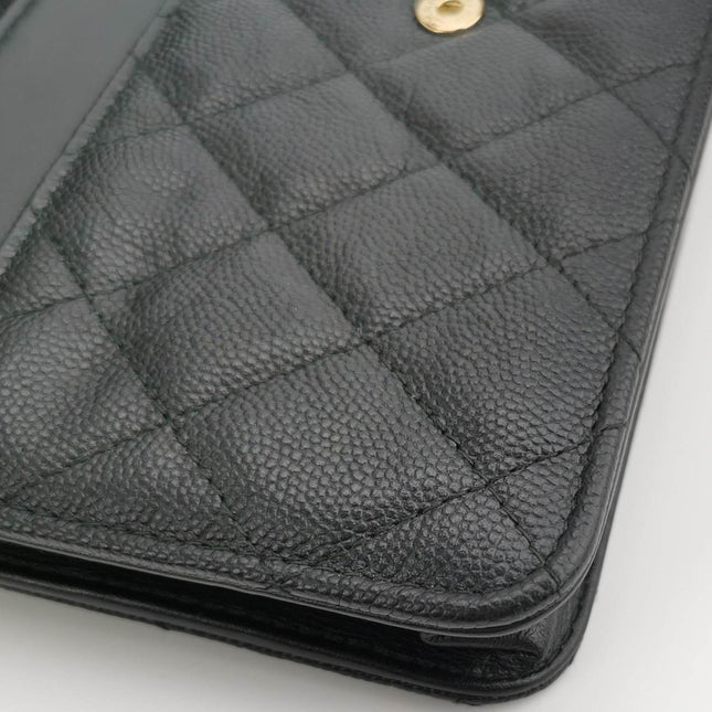 Sold Chanel Wallet on Chain Filigree Caviar Leather Black Gold-tone Hardware
