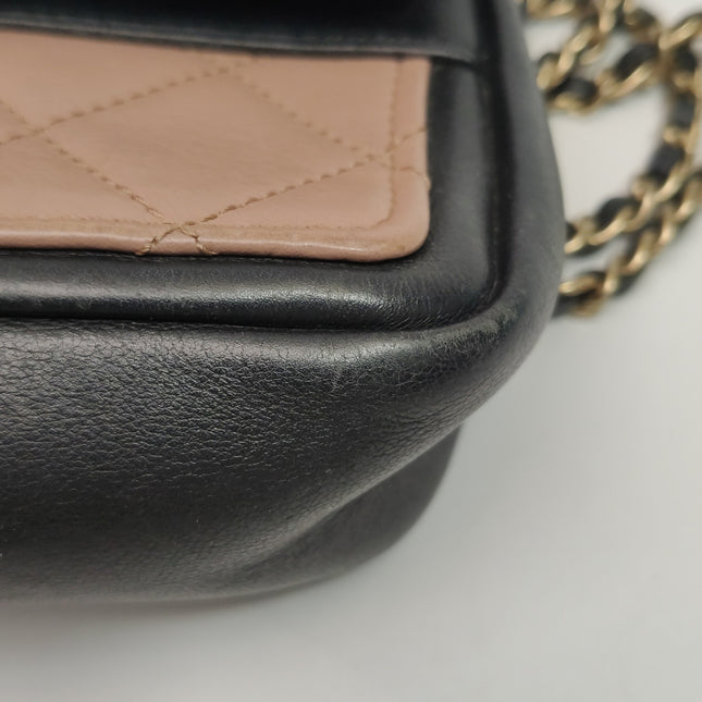 Chanel Classic Flap Bag Calfskin Leather 2014 Medium Nude Pink with Black Trim