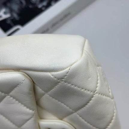 Chanel White Quilted Lambskin Double Side Pack Bags Aged Gold Hardware 2019