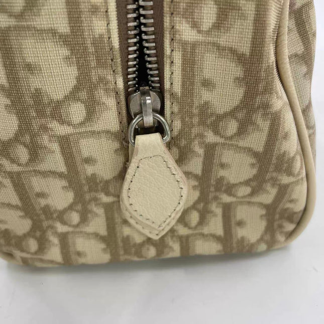 Dior Boston Bowling Bag White Oblique Monogram Canvas With Flower Embroidery