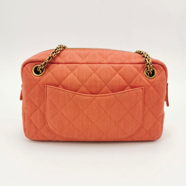 Sold Chanel 2016 Canvas Quilted Small 2.55 Mademoiselle Camera Case Bag Orange