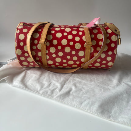 Louis Vuitton x Kusama Papillon 28 Red Polka Dots Patent Leather Handbag