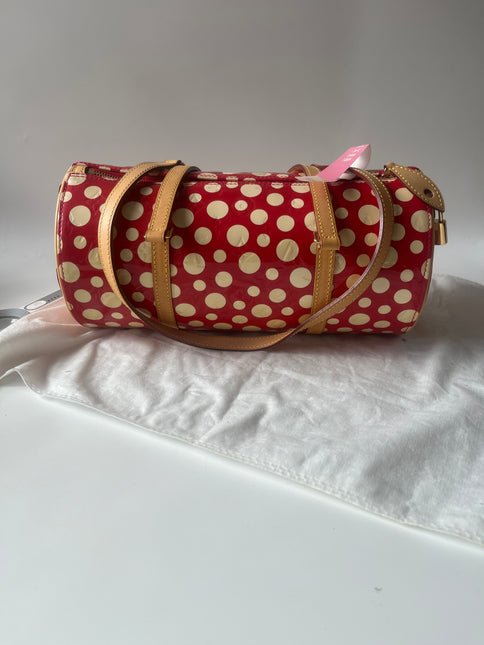 Louis Vuitton x Kusama Papillon 28 Red Polka Dots Patent Leather Handbag