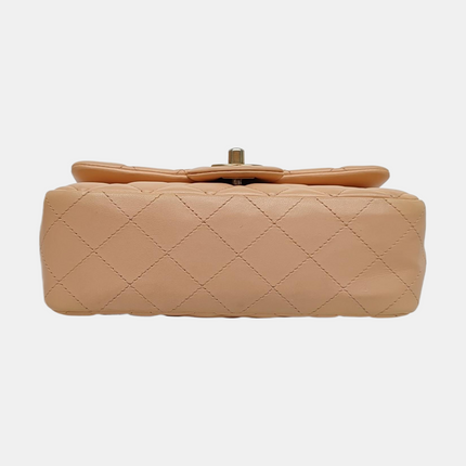 Chanel Classic Flap Mini Beige Almond Pink Lambskin Gold Hardware
