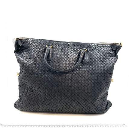 Bottega Veneta Maxi Convertible Tote Bag Hobo Black Leather Two-way Carry 50cm