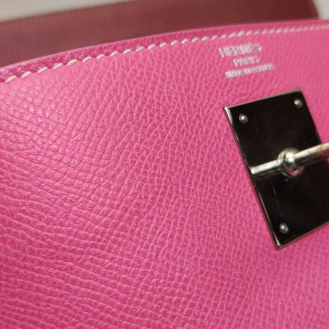 Hermes Kelly 32 Retourne E5 Rose Tyrien Pink Epsom Leather Palladium Hardware 2011