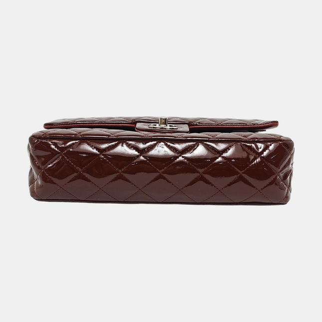 Chanel Classic Flap Medium Burgundy Patent Leather Silver Hardware