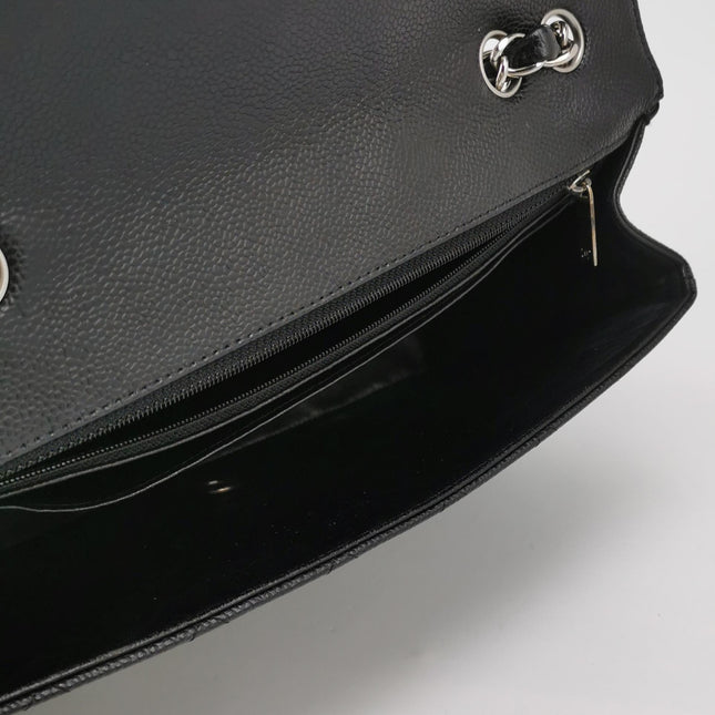Chanel Classic Flap Jumbo Black Caviar Leather Single Flap Silver Hardware 2006-08