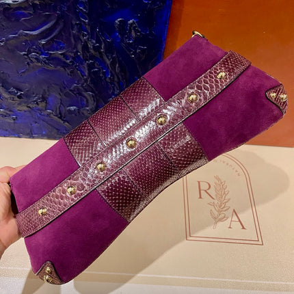 Gucci Horsebit 1955 Chain Vintage Large Purple Suede Shoulder Bag