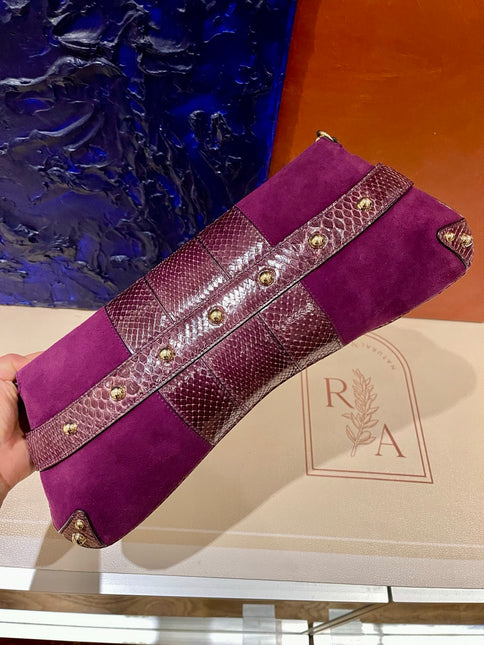Gucci Horsebit 1955 Chain Vintage Large Purple Suede Shoulder Bag