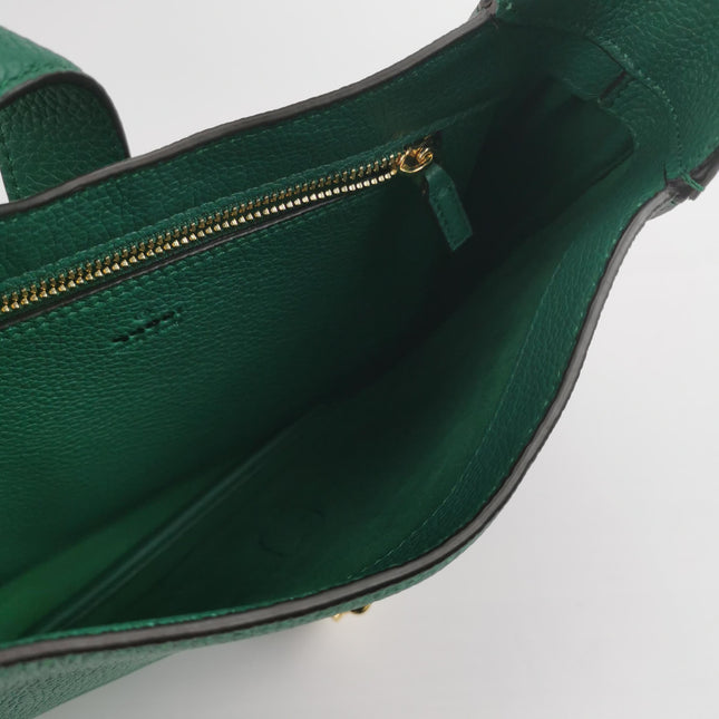 Gucci Jackie 1961 Green Grained Leather Bag Small with Adjustable Strap