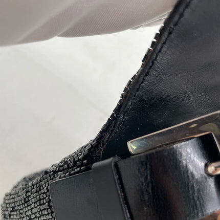 Fendi Baguette Vintage Black Glitter Beads Shoulder Bag