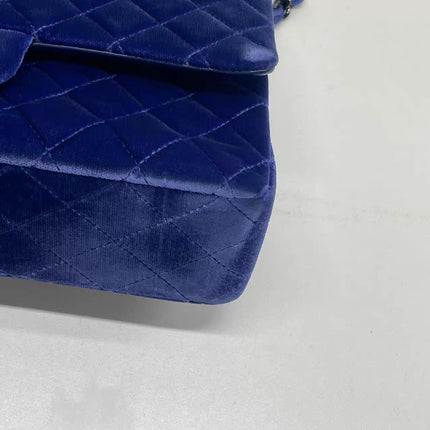 Chanel Classic Flap Medium Royal Blue Velvet Silver Hardware