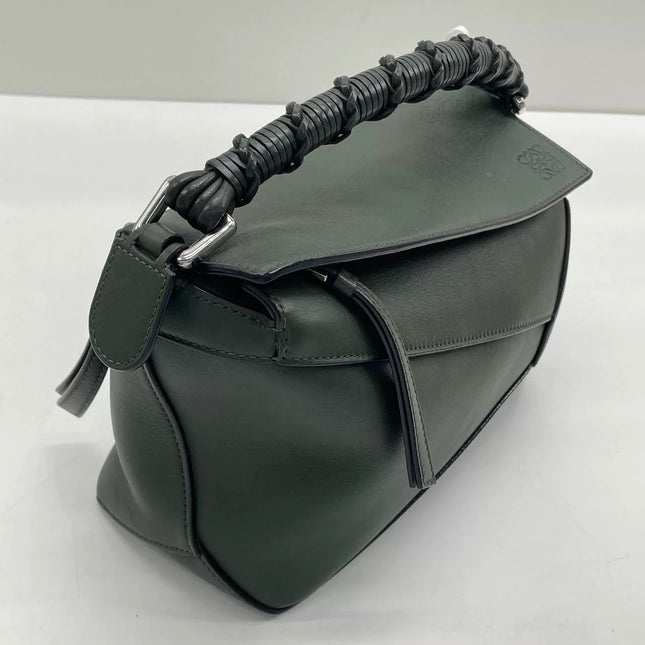Loewe Puzzle Edge Braided Handle Small Dark Green Nappa Calfskin leather Crossbody bag