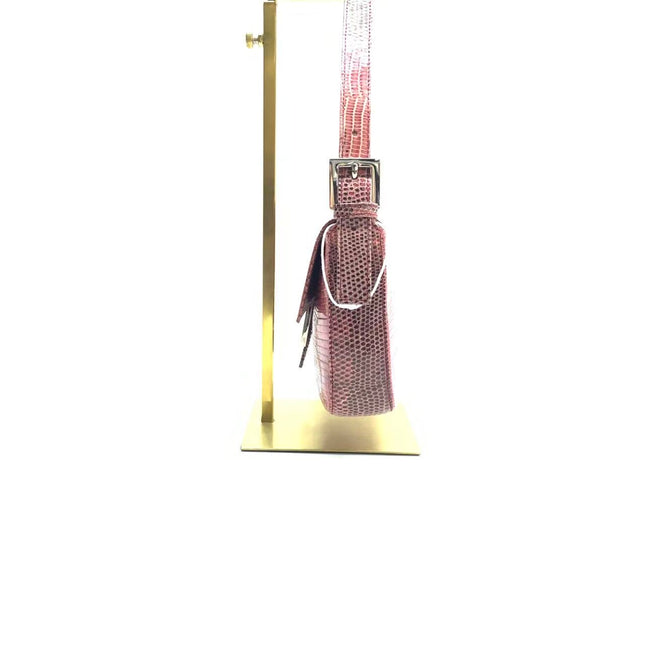 Fendi Baguette Purple Lizard Skin Leather Handbag