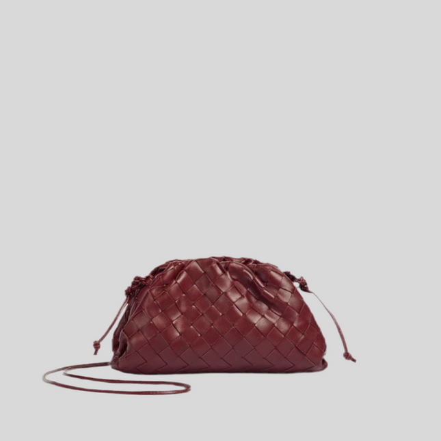 Bottega Veneta Pouch Mini Intrecciato Burgundy Leather Crossbody Bag-Luxbags