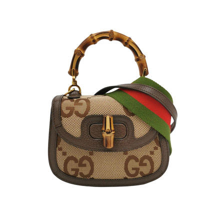 Gucci Bamboo 1947 Mini Brown Leather and Canvas Crossbody Bag-Luxbags
