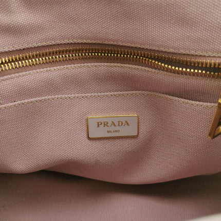 Sold Prada Canape Canvas Tote Small Pink Top Handle Bag with Strap