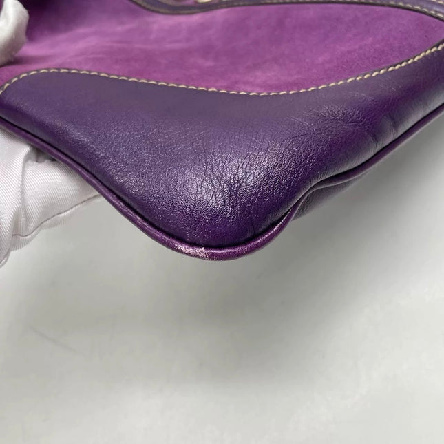 Gucci Jackie Vintage Large Purple Suede Leather Ringlets Decoration