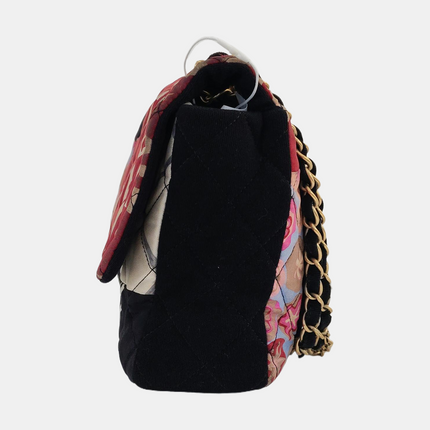 Chanel Jumbo Quilted Multicolor Patchwork Jersey Flap Bag