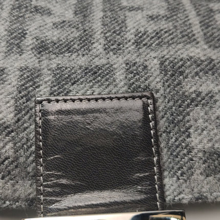 Fendi Baguette Bag Grey Wool Zucca Print Shoulder Bag