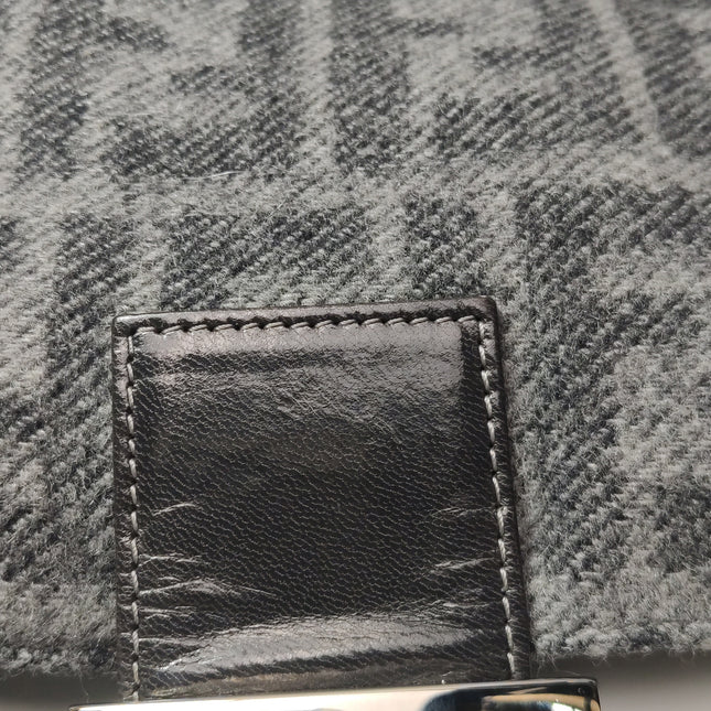 Fendi Baguette Bag Grey Wool Zucca Print Shoulder Bag