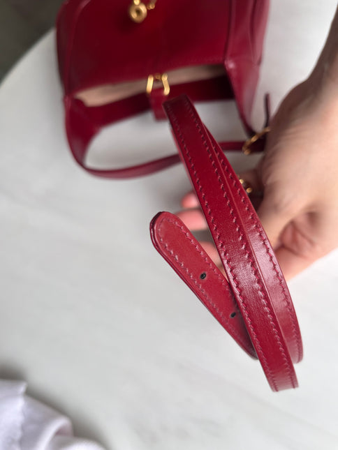 Sold Gucci Jackie 1961 Mini Burgundy Leather Bag with Adjustable Strap
