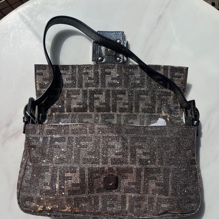 Sold Fendi Baguette Glitter Zucca Print Shoulder bag