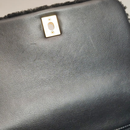 Chanel Coco Handle Small Black Shearling Gold Hardware, 2017