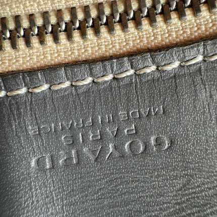 Goyard Ambassade Document Case Small 35cm Handbag Grey Canvas Leather Silver Hardware