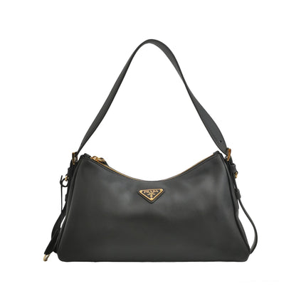 Prada Aimée Black Medium Calfskin Leather Shoulder Bag-Luxbags