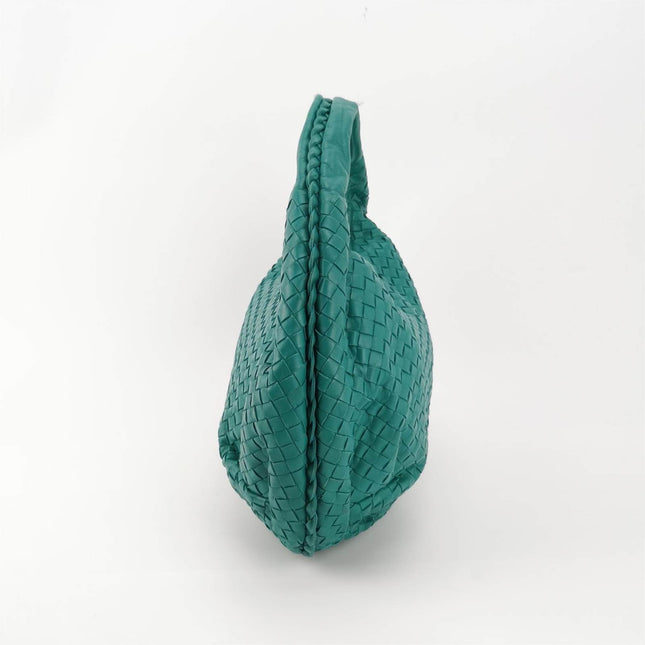 Sold Bottega Veneta Belly Hobo Intrecciato Green Nappa Leather Small