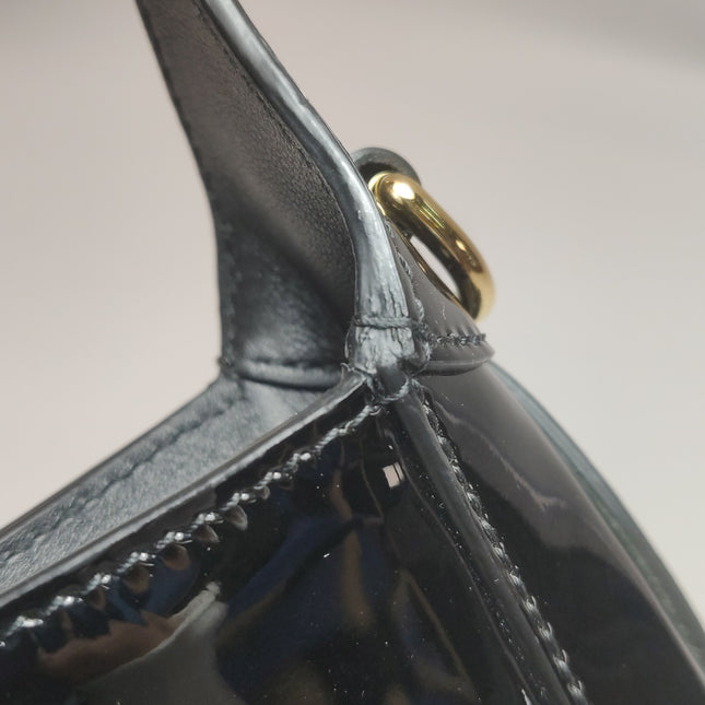 Gucci Jackie 1961 Mini Black Patent Leather Bag with Crystal Chain Strap