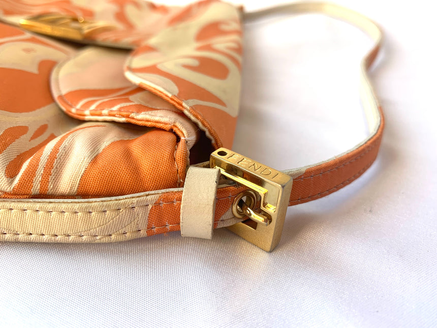 Sold FENDI Baguette Orange Multicolor Silk with Psychedelic prints