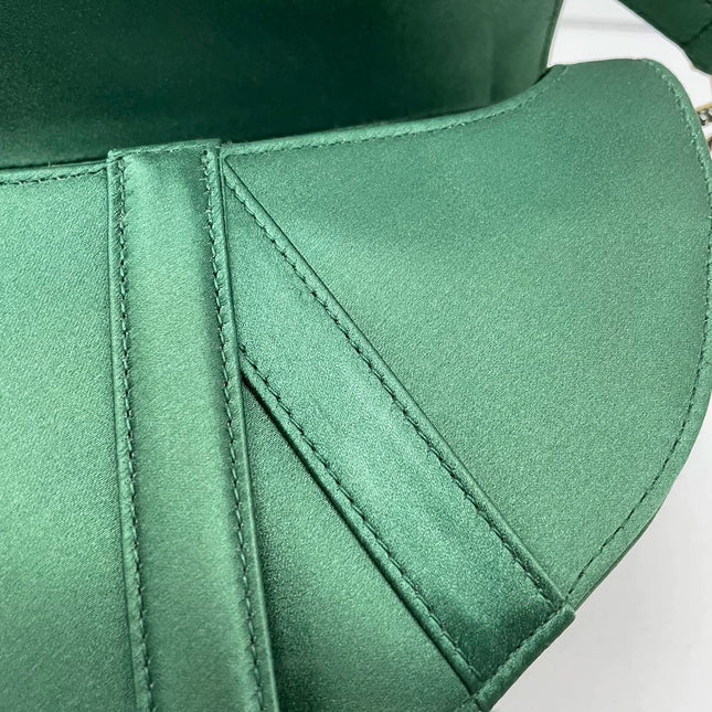 Dior Saddle Mini 2019 Silk Emerald Green with crystals