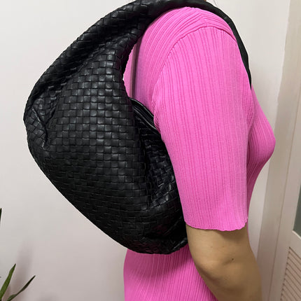 Sold Bottega Veneta Black Belly Hobo Intrecciato Nappa Leather Handbag