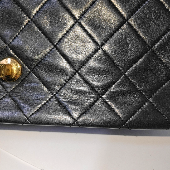 Chanel Classic Flap Vintage Large Black Lambskin Leather with 24k Gold Hardware, 1989-1991
