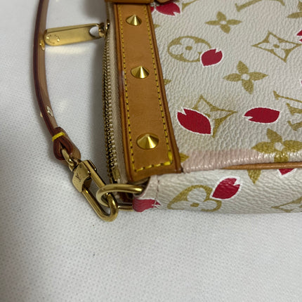 Louis Vuitton x Takashi Murakami Cherry Blossom Pochette Accessoire White Monogram