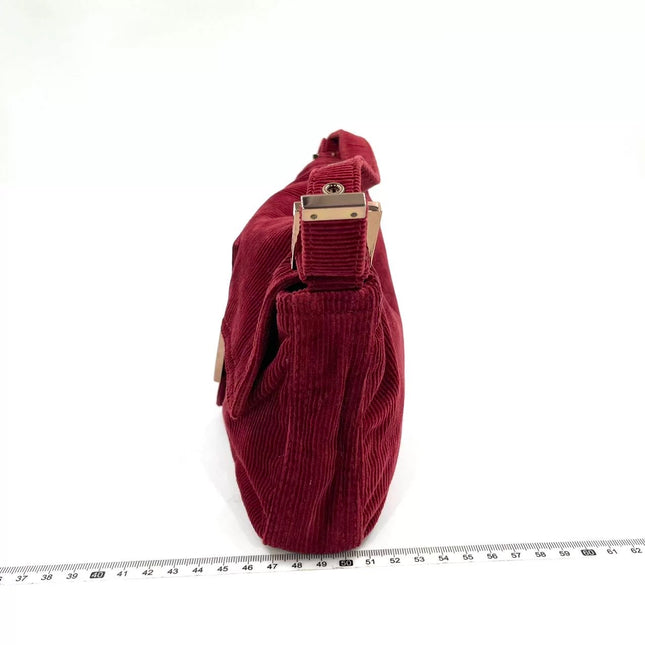 FENDI Baguette Vintage Red Corduroy Shoulder Bag