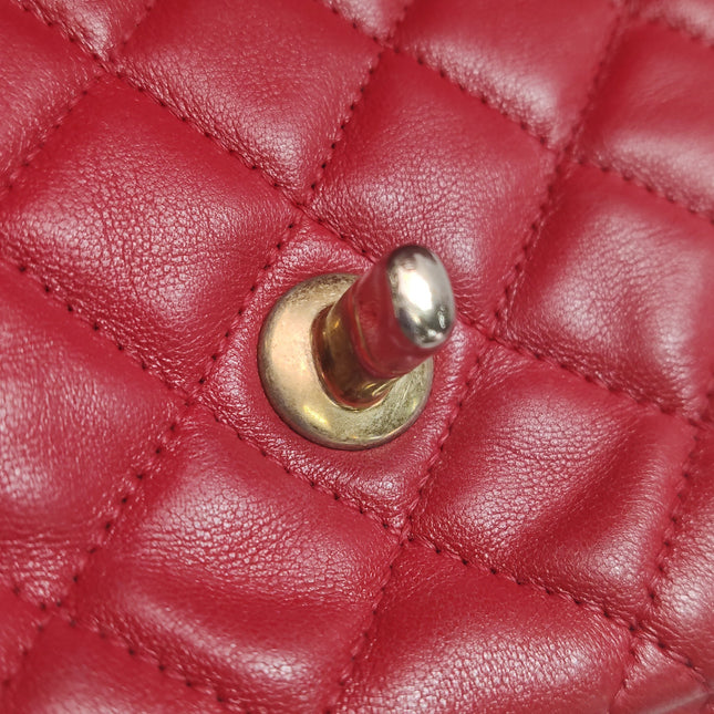 Chanel Seasonal Flap Medium Red Lambskin Leather Valentine Marine Charms