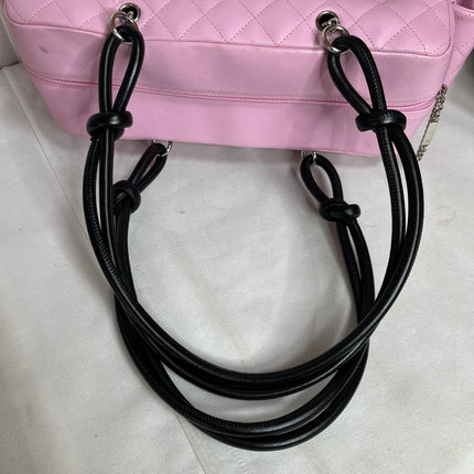 Chanel Cambon Large Pink Calfskin Leather Double Strap Handbag
