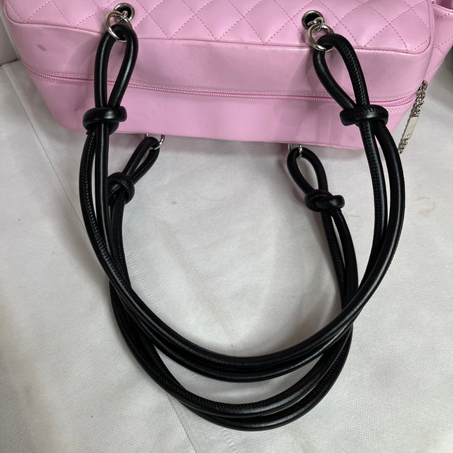 Chanel Cambon Large Pink Calfskin Leather Double Strap Handbag