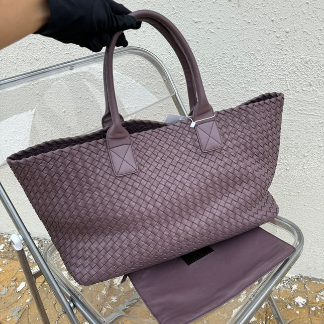 Bottega Veneta Cabat Large Intreccio Leather Tote Bag Dark Lavender Purple 40-43cm-Luxbags
