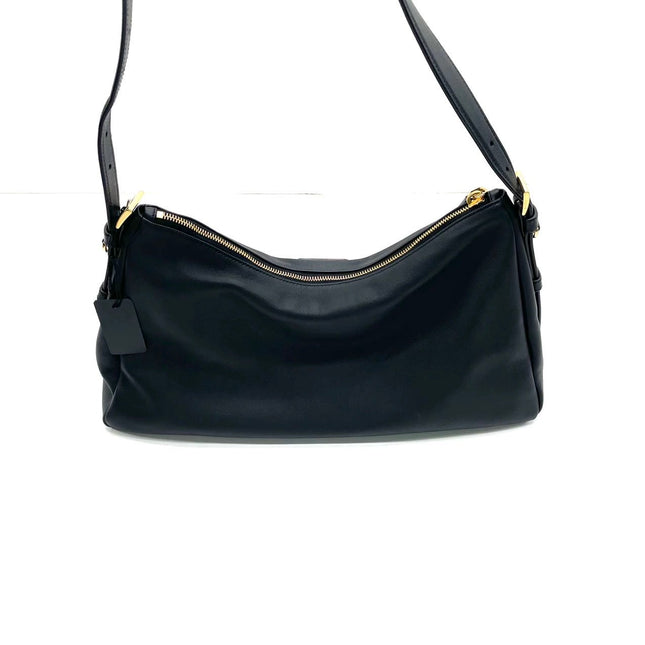 Prada Aimée Black Large Calfskin Leather Shoulder Bag