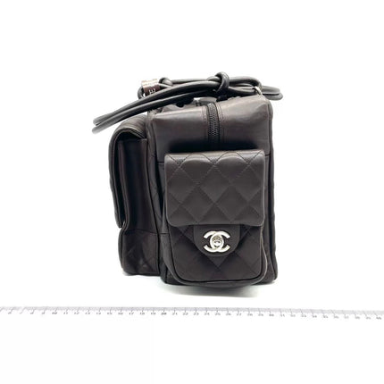 Chanel Cambon Large Dark Brown Calfskin Leather Double Strap Handbag
